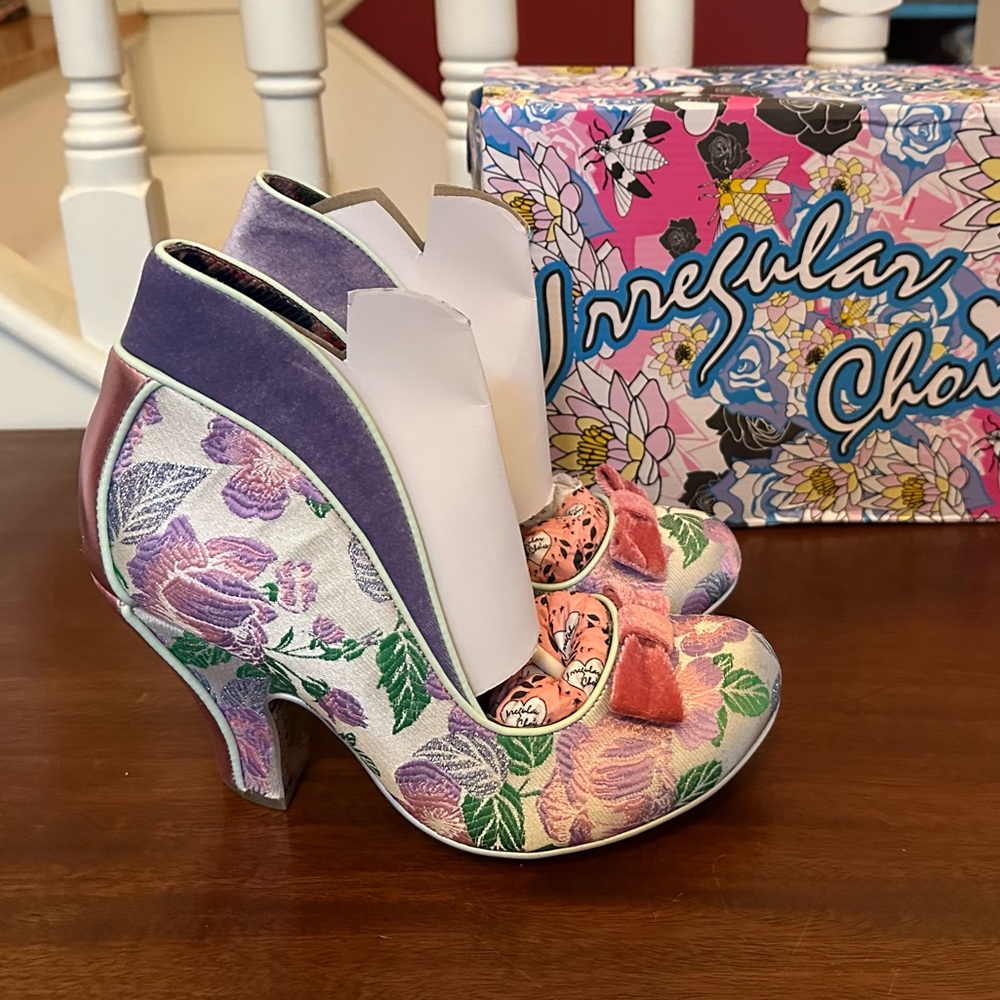 Irregular Choice Walk in the Park Lilac Floral Heels 39W